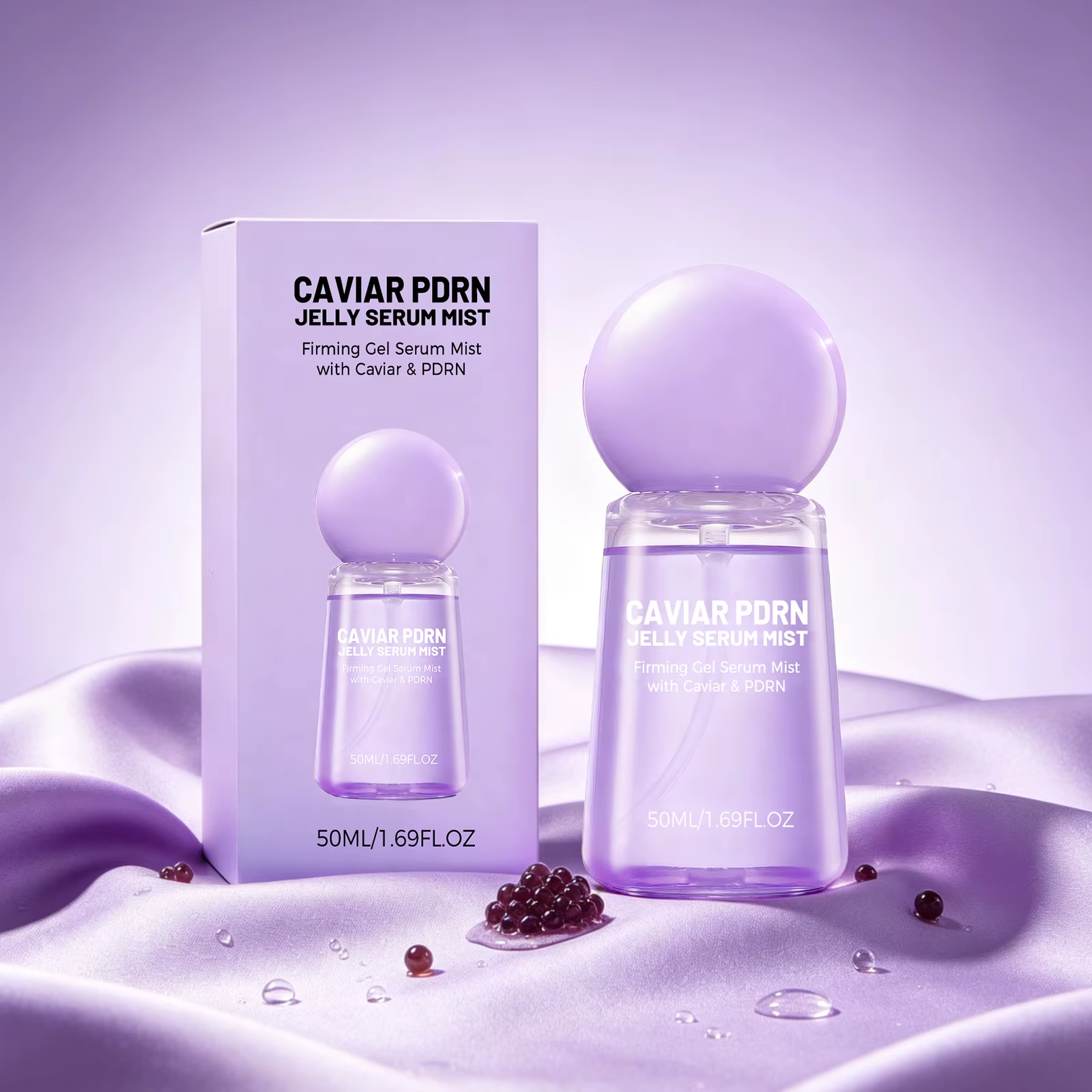Sérum Brume Gelée au Caviar PDRN Lisse les Rides Sèches Nourrit Hydrate Éclaircit le Teint Resserre les Pores du Visage Essence en Spray