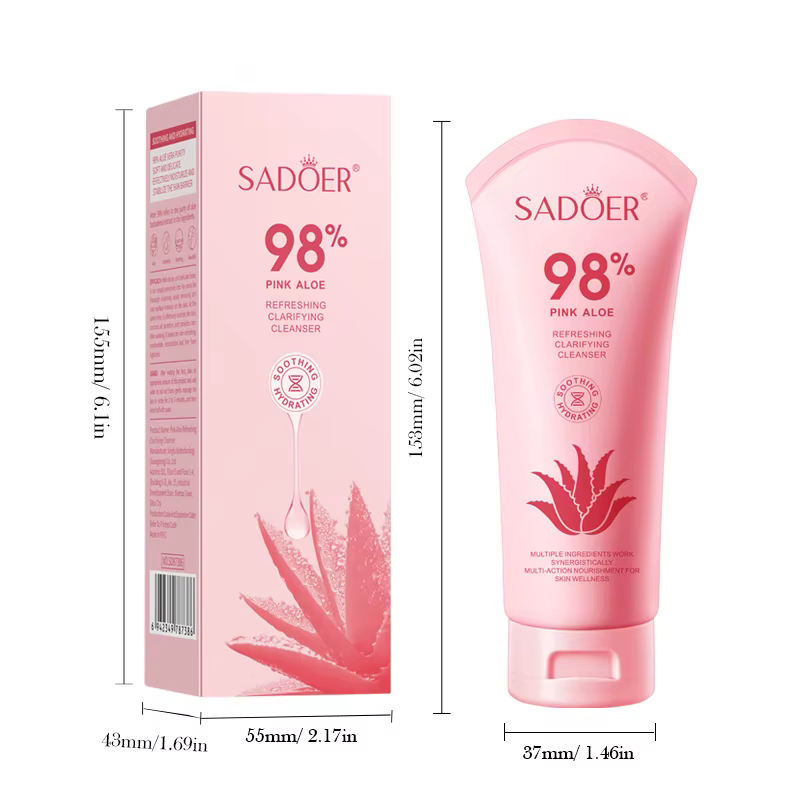 SADOER Nettoyant Visage Rose à l'Aloe Hydratant Nettoyage en Profondeur Anti-âge Apaisant Mousse Nettoyante Soin de la Peau