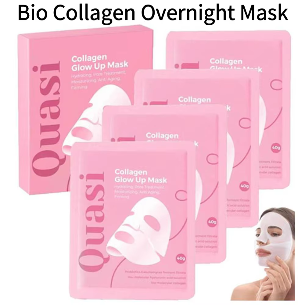 Masque de nuit au bio-collagène 4 pièces, doux, coréen, nourrissant, anti-âge, éclaircissant, minimisant les pores, lissant, réduisant les ridules 2026