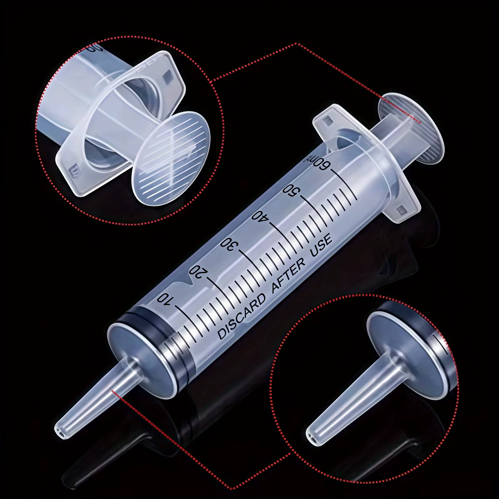 Seringue de 20 ml/60 ml/100 ml/150 ml, seringue en plastique, utilisée pour les laboratoires scientifiques, le transfert de liquides, l'irrigation des plantes, le parfum, l'encre, le changement d'eau 