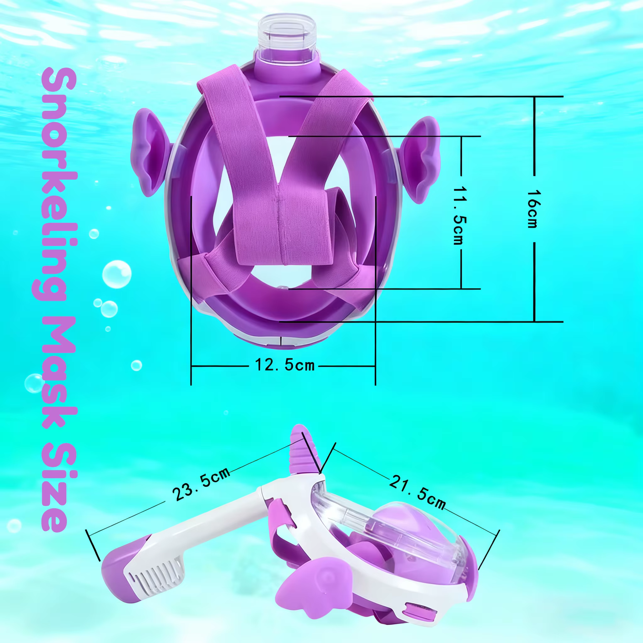 Masque de natation pour enfants, licorne, plongée sous-marine, visage complet, tuyau respiratoire unique, sûr, étanche, Anti-buée, confortable