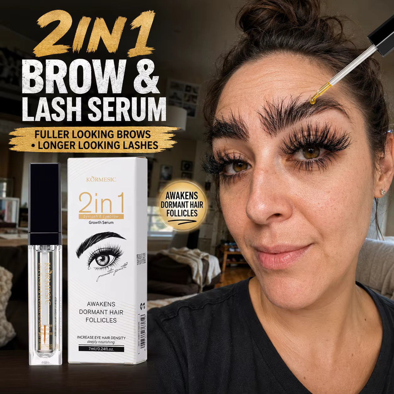 Sérum 2-en-1 pour la croissance des cils et des sourcils – Accélérateur rapide