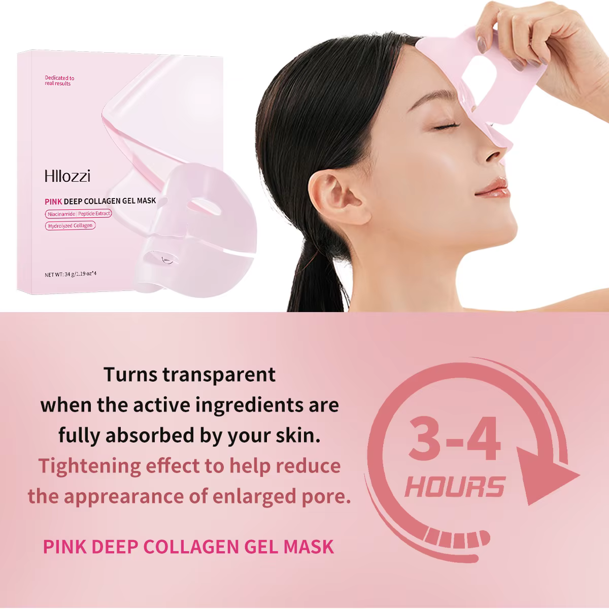 Masque en gel de collagène rose