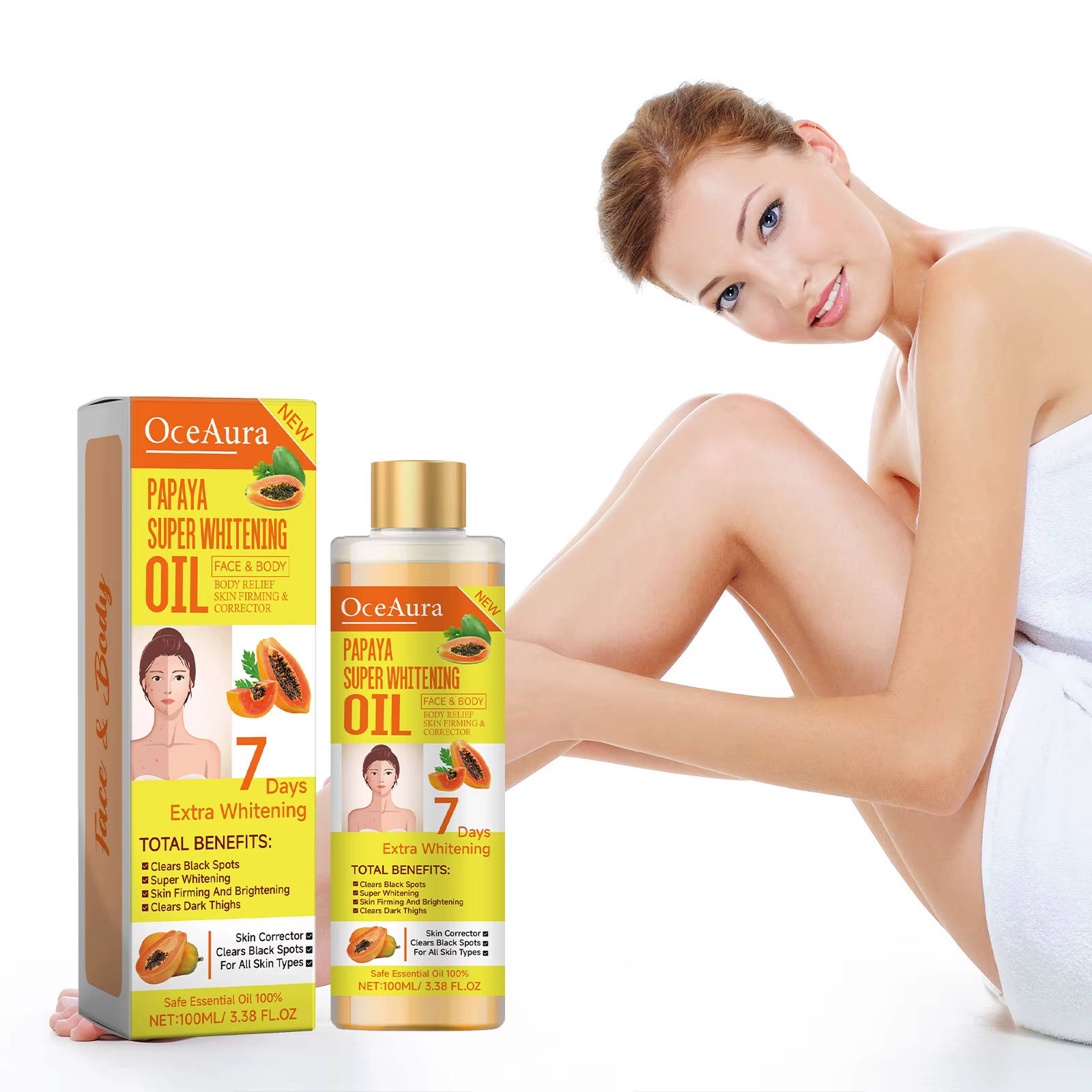 OCEAURA Papaye huile Super blanchissante visage et corps hydratant nourrissant blanchissant