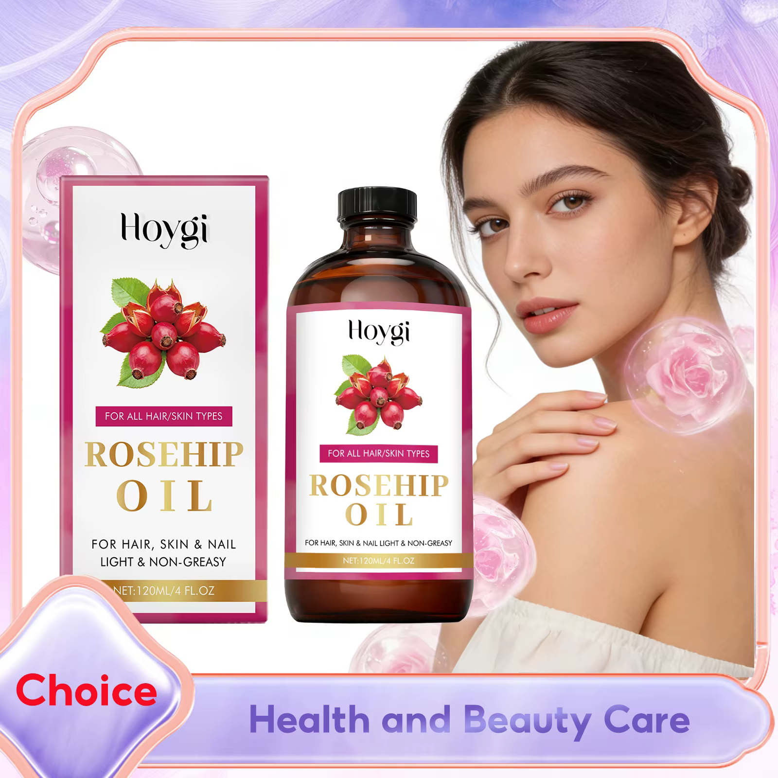 Sérum Traitant Anti-Âge à l'Huile Essentielle de Graines de Rose Musquée Naturelle, Raffermissant, Rafraîchissant, Lissant et Nourrissant pour la Peau, Huiles Essentielles pour le Corps