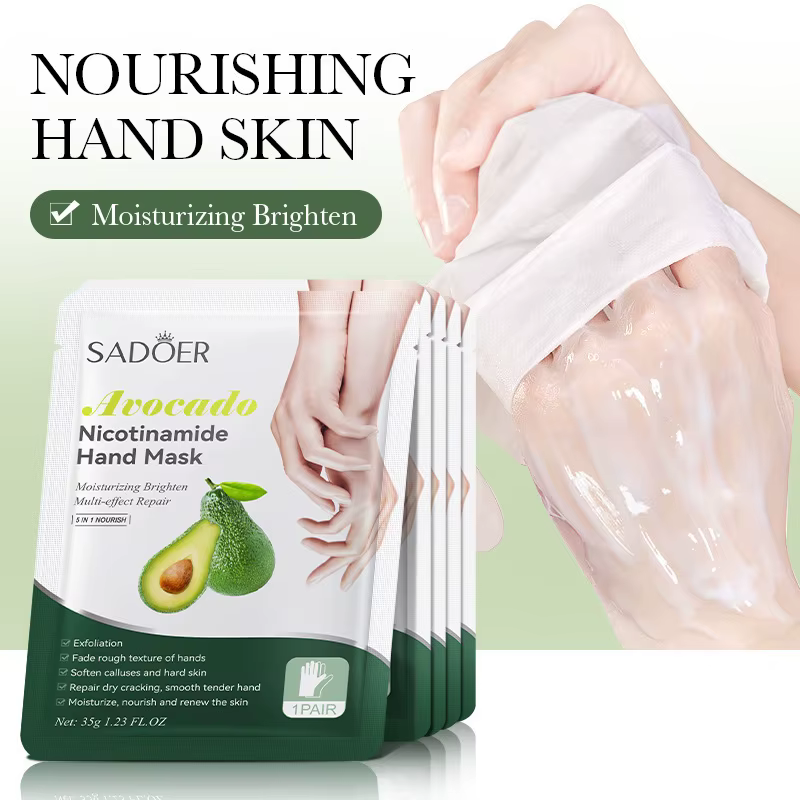 6 paires SADOER fruits masque pour les mains avocat miel pêche papaye cerise fraise vitamine C masques hydratants