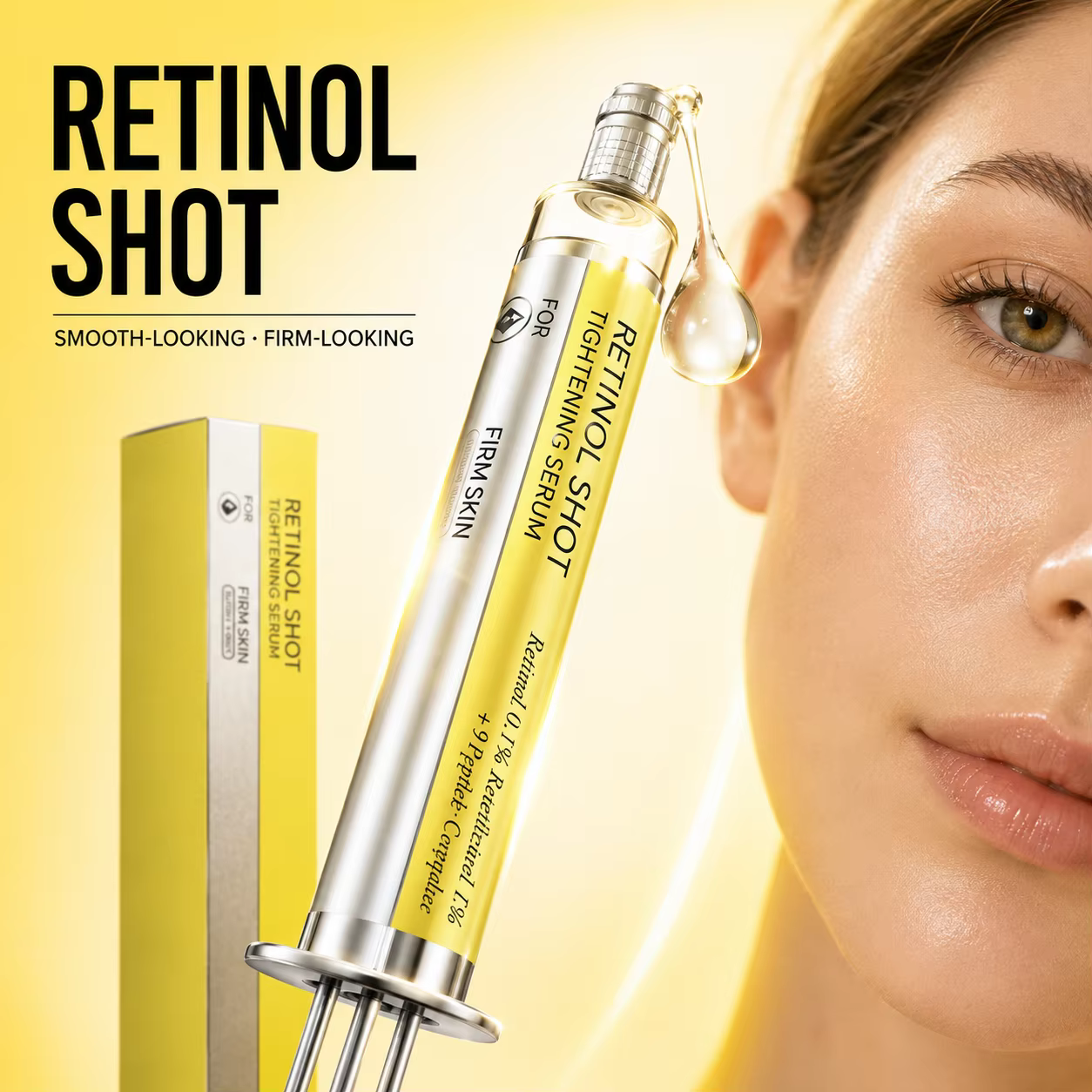 Sérum Raffermissant au Rétinol, Hydratant en Profondeur, Nourrissant, Lissant, Améliore l'Élasticité de la Peau, Soulage la Sécheresse et les Rougeurs, Essence Faciale