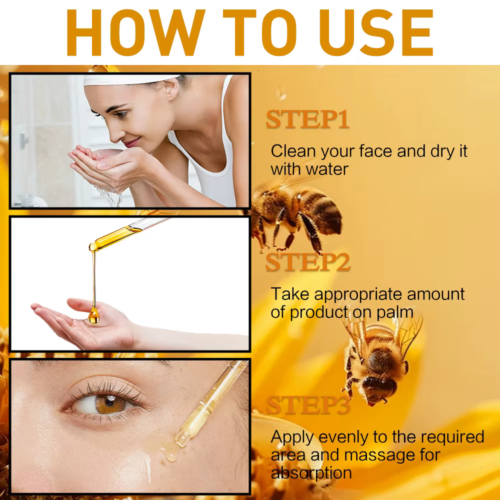 SUYARUN Sérum visage au venin d'abeille – Essence raffermissante anti-âge pour la réduction des rides et lueur jeune.
