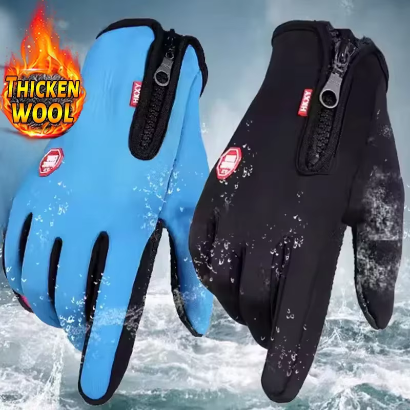 Gants d'hiver pour hommes, imperméables, coupe-vent, pour snowboard, moto, conduite, chauds, avec fermeture éclair, pour écran tactile