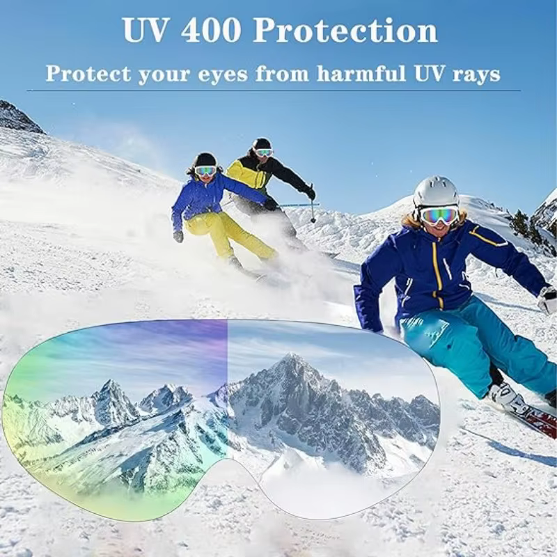 Lunettes de ski anti-buée pour hommes et femmes, lunettes de sport de plein air, lunettes de neige pour grand visage, masque de protection UV400, 506