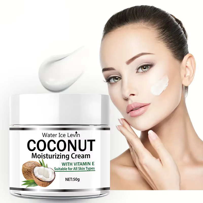 Crème hydratante à l'huile de noix de coco 50g | Collagène et vitamine E | Sans alcool | Convient à tous les tons de